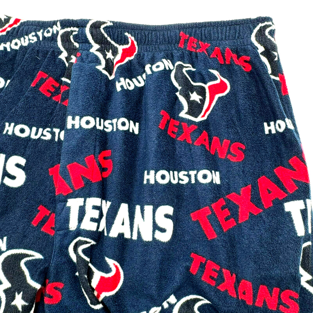 HOUSTON TEXANS Men's XL Navy Blue Red Logo Fleece Pajama‎ Pants Working Fly NFL